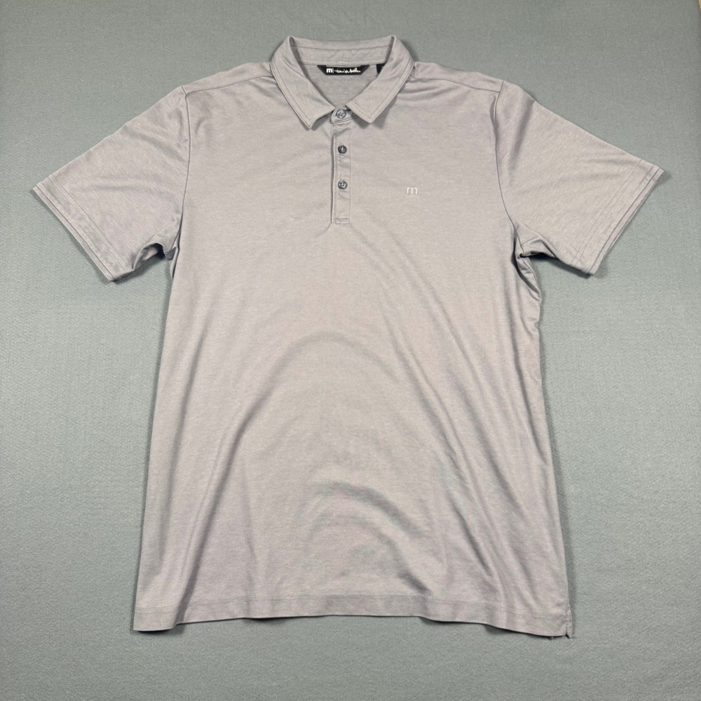 TravisMathew Mens XL Gray Short Sleeve Golf Polo Shirt Performance Stretch Logo
